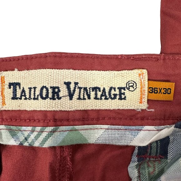 Tailor Vintage Mens Slim Fit Chinos Size 36x30 Stretch Fabric Cotton Blend Red - Picture 5 of 7